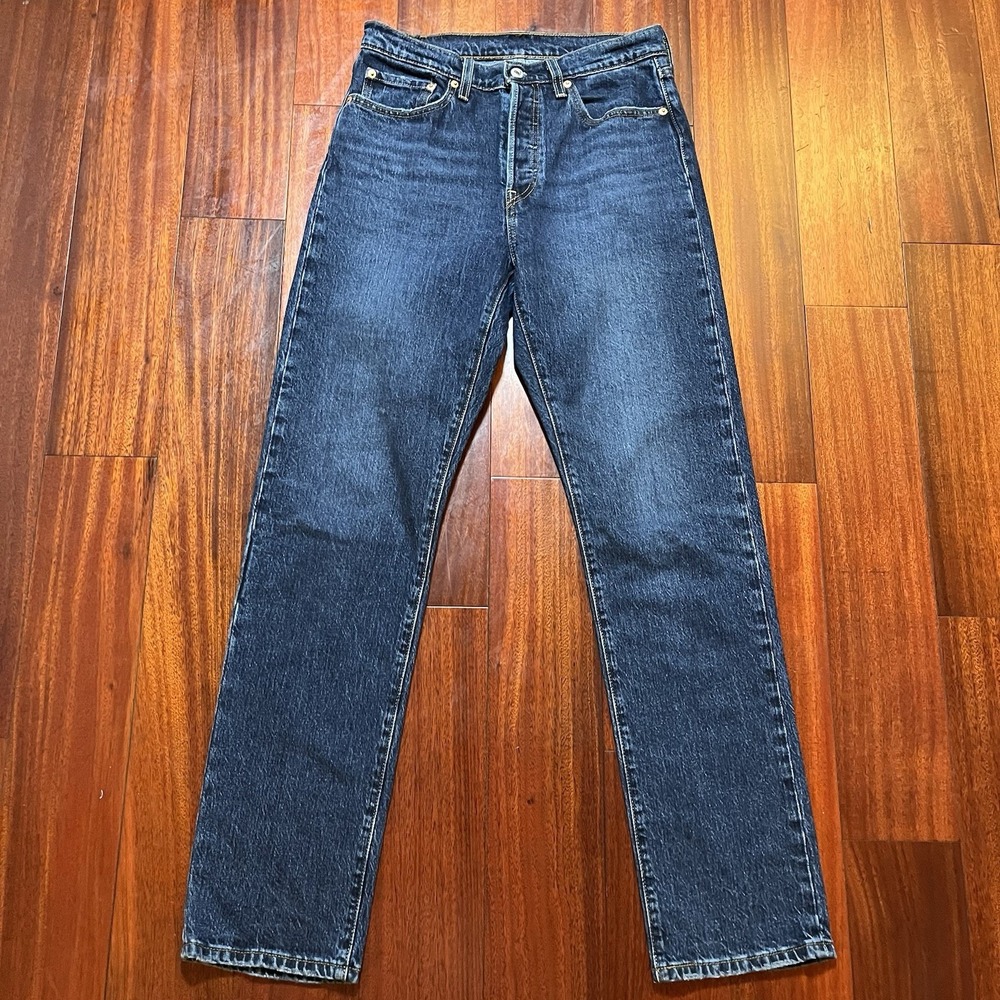 Levis Jeans Womens 28x32 501 Blue Dark Wash Fade Grunge Streetwear Button Fly *